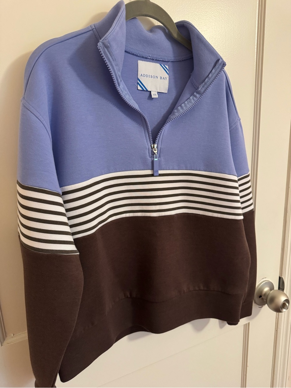 Addison Bay Lavender and Brown Zip-Front Pullover